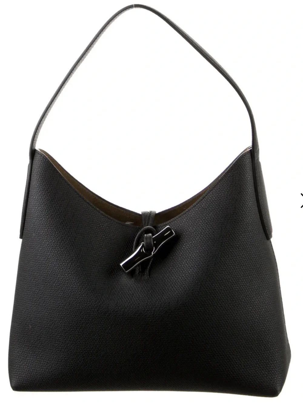 Longchamp Le Roseau Black Grained Cowhide Leather Small Hobo Bag NWOT RARE